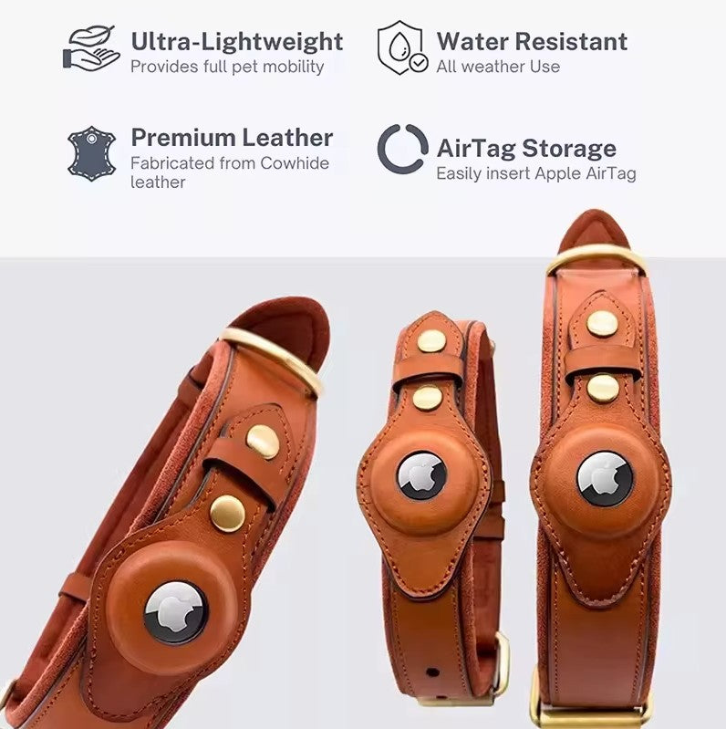 Leather Airtag Pet Collar